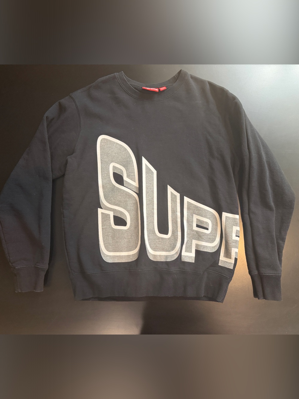 Supreme Black Sweatshirt with Silver Block Logo